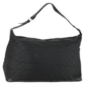 GUCCI GG Canvas Boston Bag Nylon Outlet Black Silver Auth bs32137